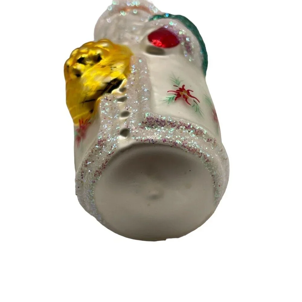 Christopher Radko Poinsettia Santa White Christmas Ornament 5” RETIRED 1991‎ VTG